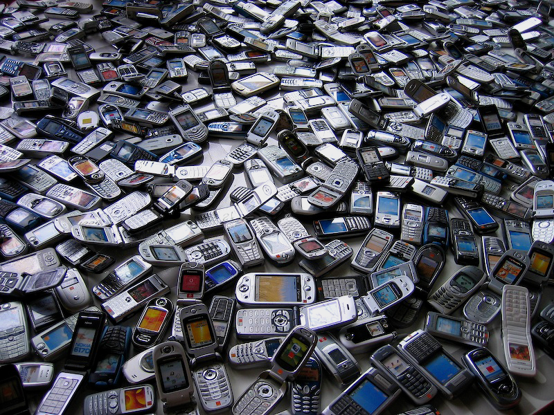 Discarded mobile phones illustrating designing for longevity